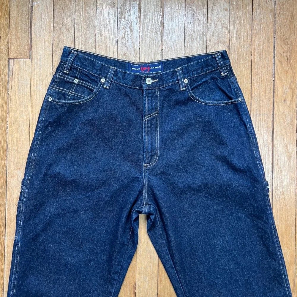 Vintage Y2K Phat Farm Wide Leg Jeans Carpenter Baggy Dark‎ Wash Men's Size 34x34
